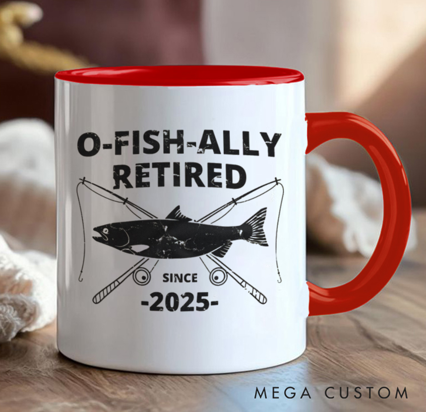 Personalized O-Fish-Ally Retired Mug - Fun Fishing-Themed Retirement Gift