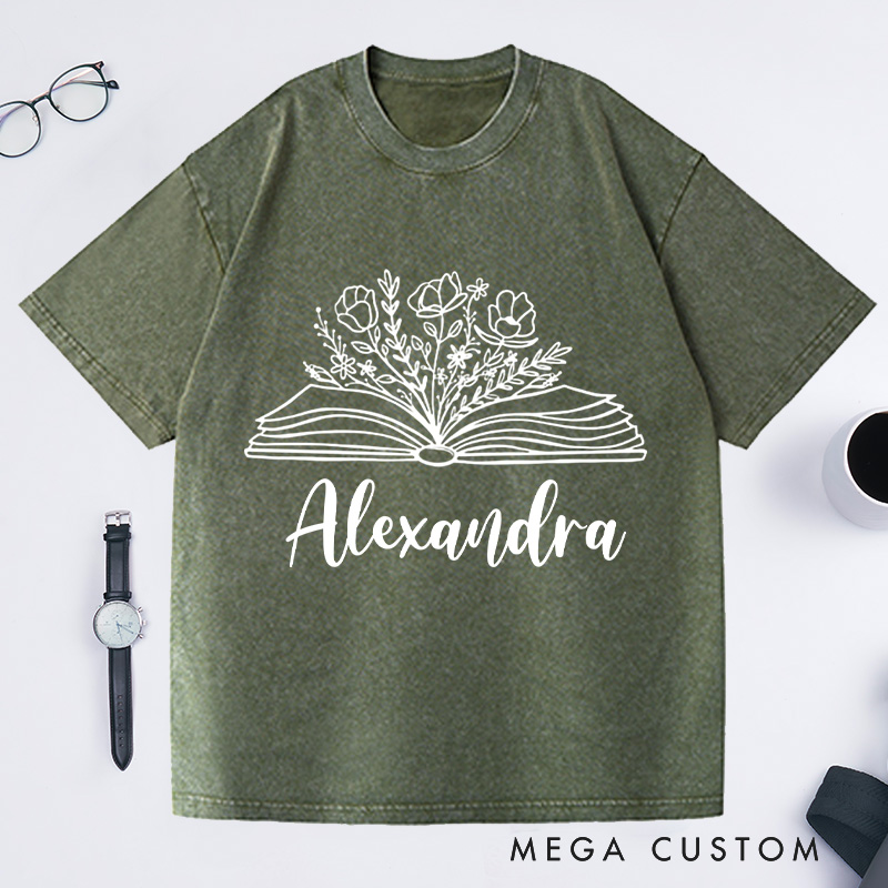 Personalized Book Shirt Wildflowers Washed T-Shirts Reading T-Shirt Bookish Shirt Librarian Shirt Book Lover Shirt Reader Gift