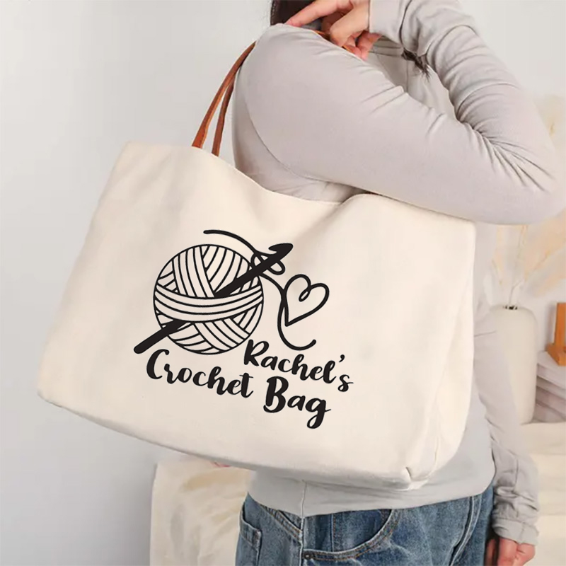 Personalized Crochet Tote Bag Crochet Hook Needle Storage Custom Knitter Gift Craft Bag Crochet Gift