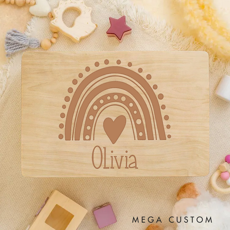 Personalized Rainbow Heart Keepsake Memory Box Birthday Gift for Baby Baby Shower Gift