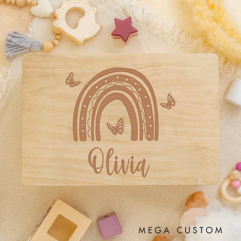 Personalized Butterfly Rainbow Keepsake Memory Box Baptism Gift Birth Present