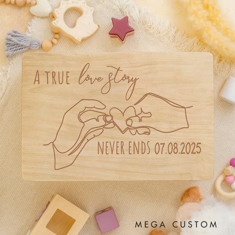 Personalized A True Love Story Never Ends Keepsake Memory Box Nursery Baby Room Gift