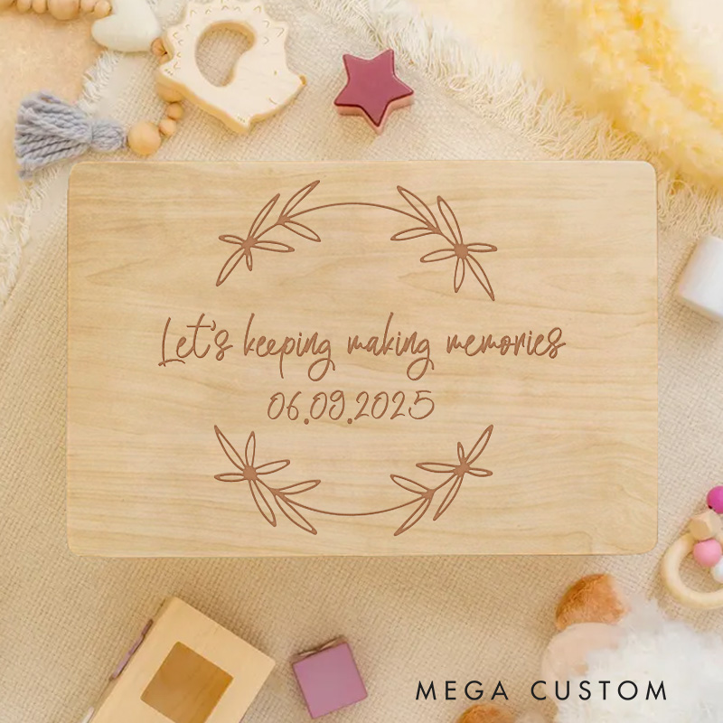 Personalized Let’s Keep Making Memories Keepsake Memory Box New Baby Girl Boy Gift