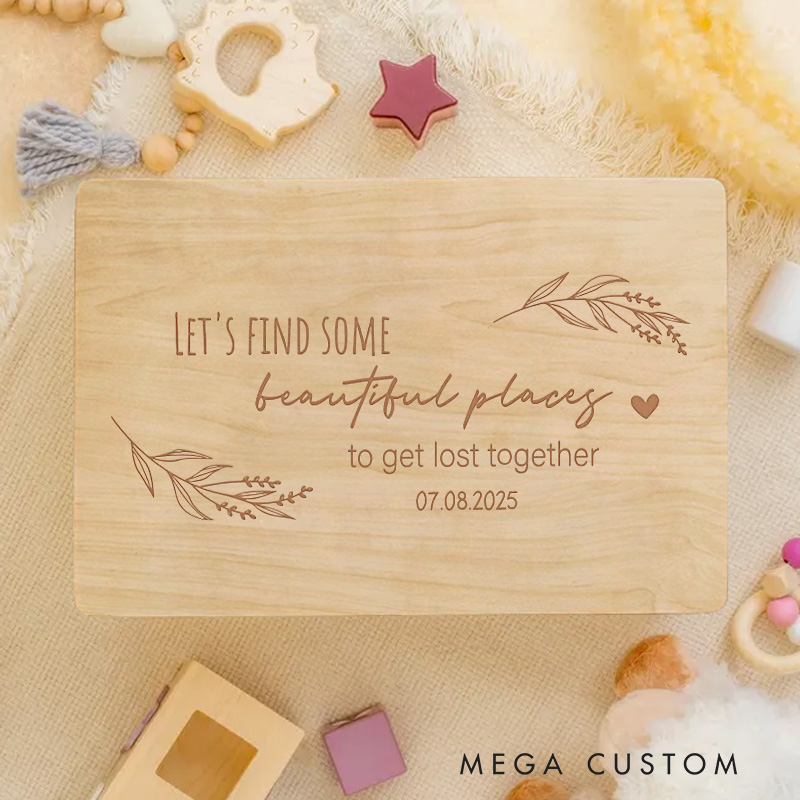 Personalized Let’s Find Some Beautiful Places Together Keepsake Memory Box New Baby Girl Boy Gift