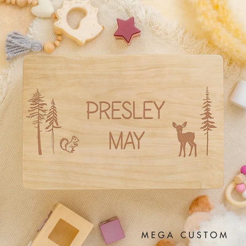 Personalized Woodland Adventure Keepsake Memory Box Baptism Gift Birth Present