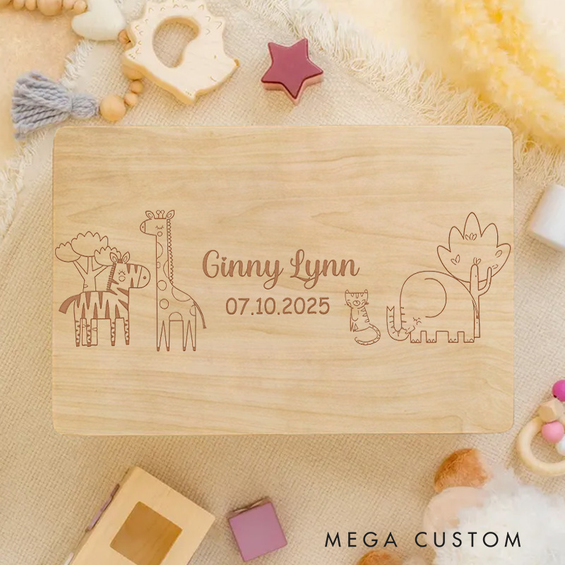 Personalized Safari Animal Parade Keepsake Memory Box Birthday Gift for Baby Baby Shower Gift