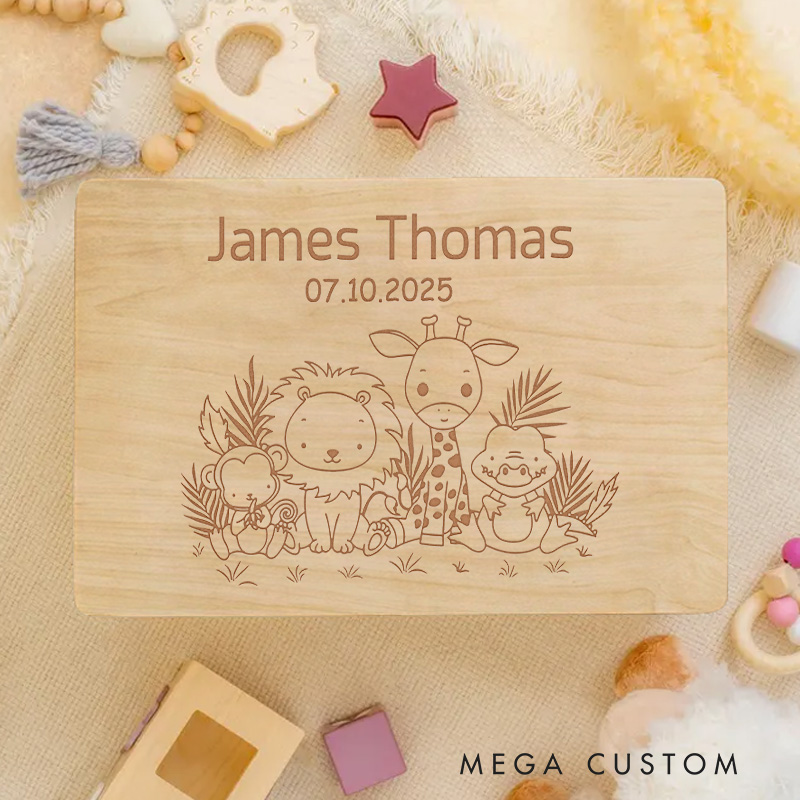 Personalized Woodland Bear And Friends Keepsake Memory Box Baptism Gift Birth Present  