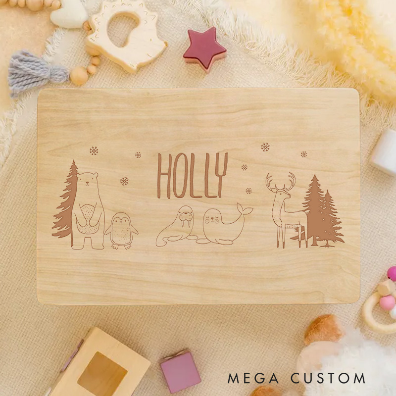 Personalized Forest Exploration Scene Keepsake Memory Box Baptism Gift Birth Present