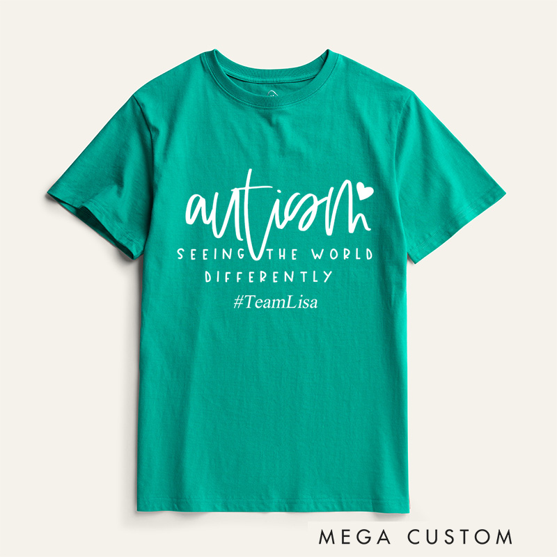 Personalized Mental Health Seeing The World Differently Autism Awareness T-Shirt