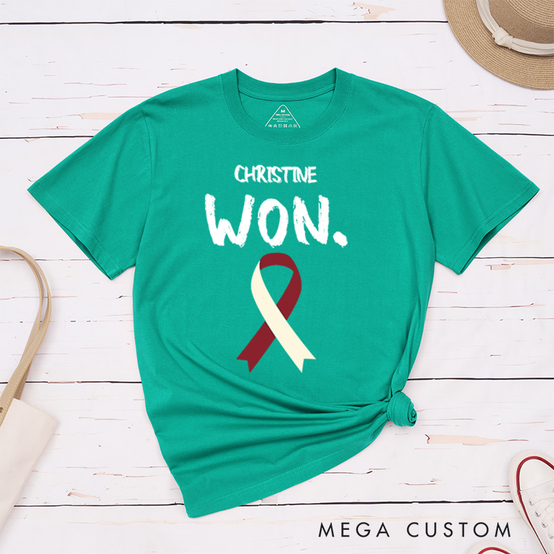 Personalized Head Neck Cancer Support Throat Cancer Awareness T-Shirt