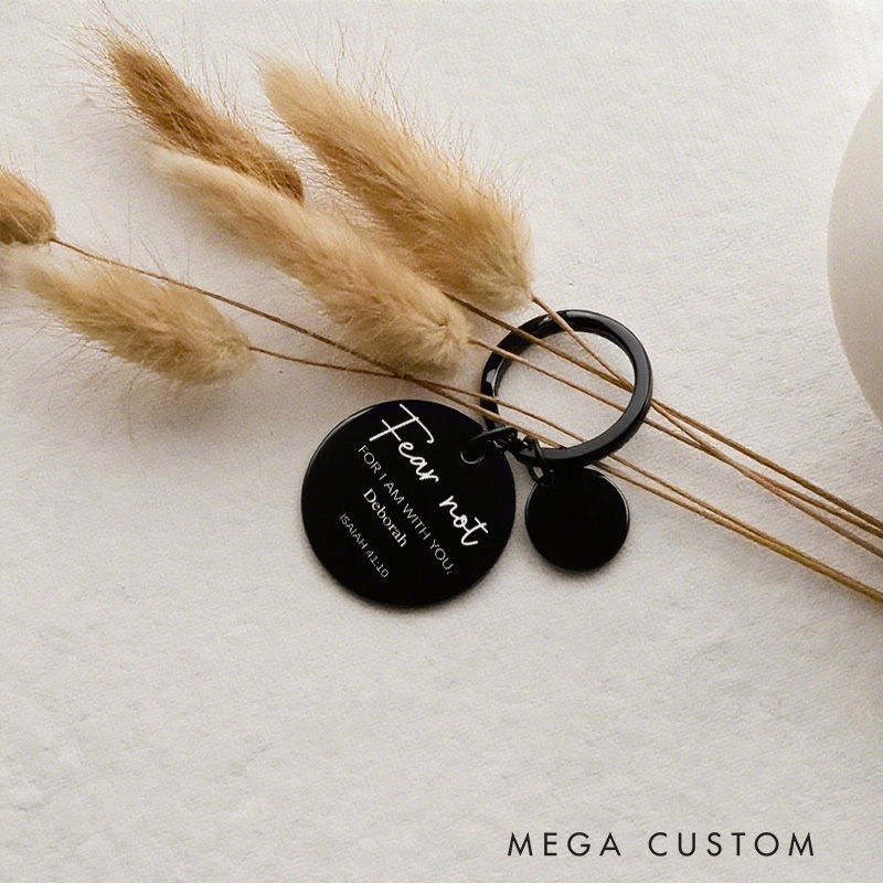 Personalized Fear Not Bible Verse Stainless Steel Keychain with Name Bible Verse Baptism Gifts for Christian Christmas Gift