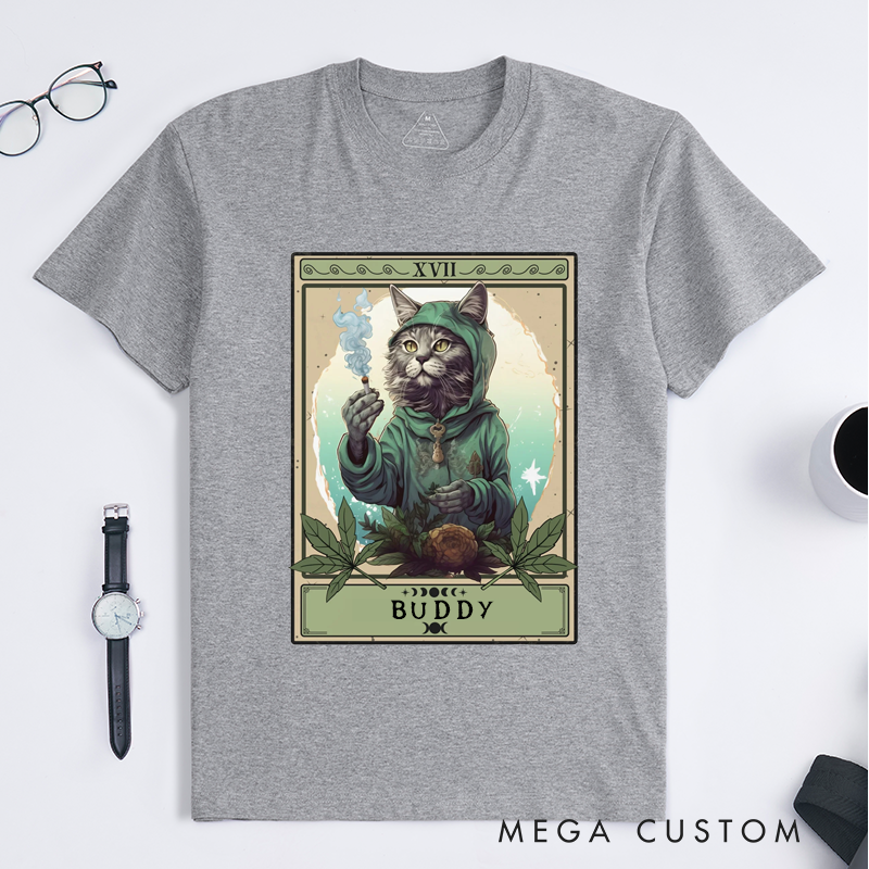 Personalized Tarot Lovers Classic T-Shirts Unique Smoke Art Custom Gift for Cat Lovers Friends