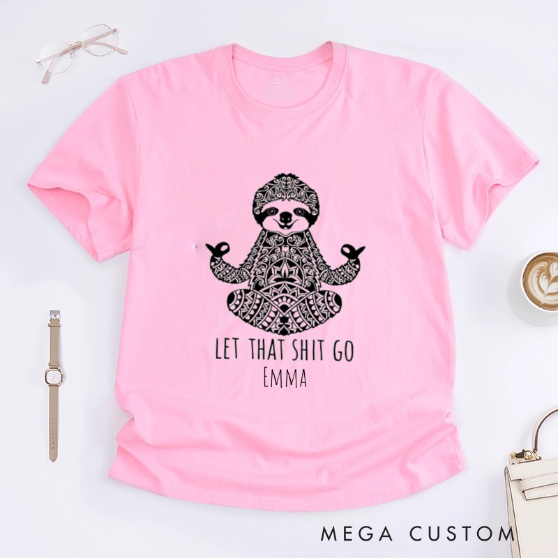 Personalized Meditation Sloth T-Shirt Humorous Animal T-Shirt Yoga Funny T-Shirt Yoga Lover Animal Lover
