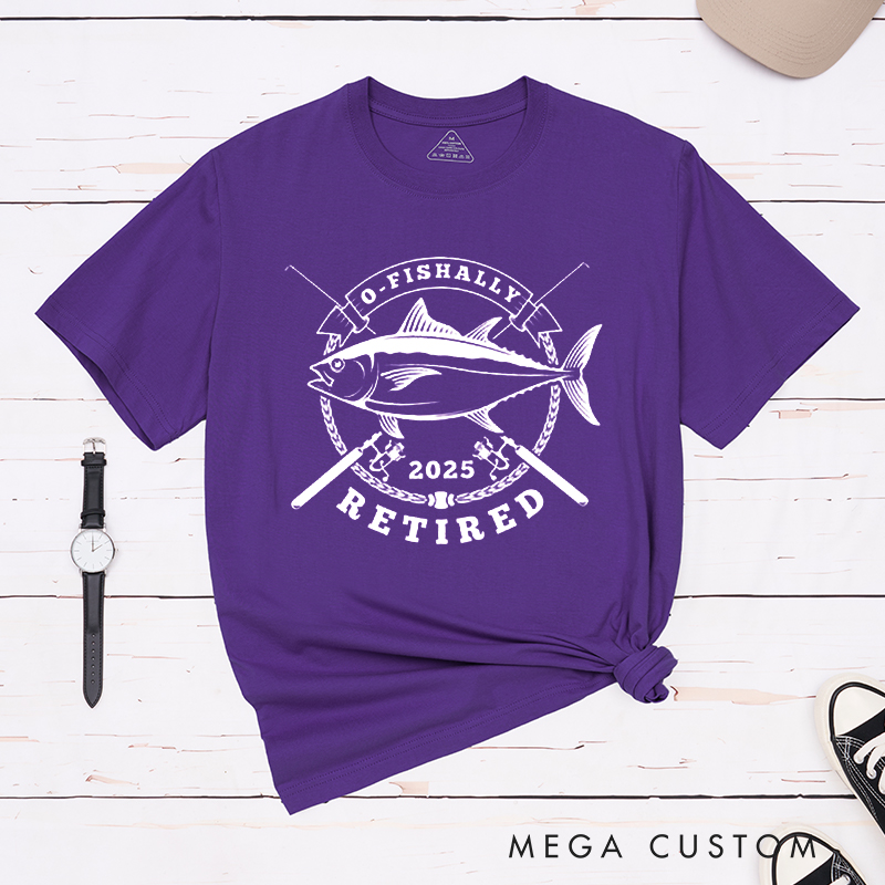 Personalized Fishing O-Fishally Retired T-Shirt Great Retirement Gift for Fishing Lover Dad Grandpa