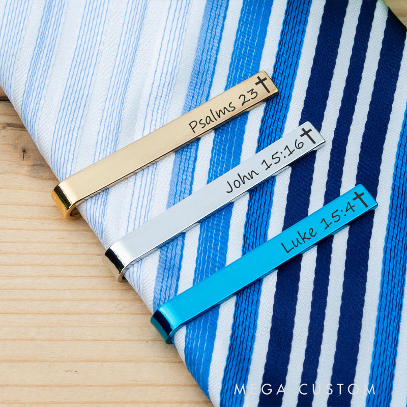 Personalized Bible Verse Tie Clip for Men Custom Engraved Religious Christian Quote Tie Clip First Communion Gift Baptism Gift Christian Wedding Gift