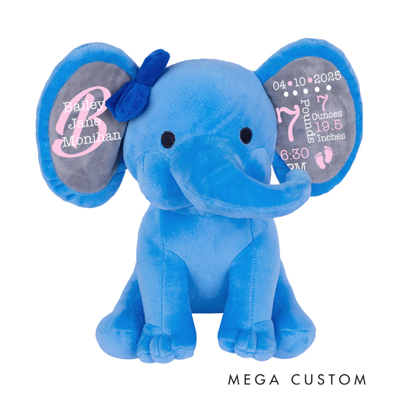 Personalised Elephant Keepsake Birth Announcement Gift Baby Shower Gift