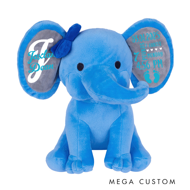 Personalised Elephant Keepsake Stuffed Animal Gift Welcome Home Baby Gift