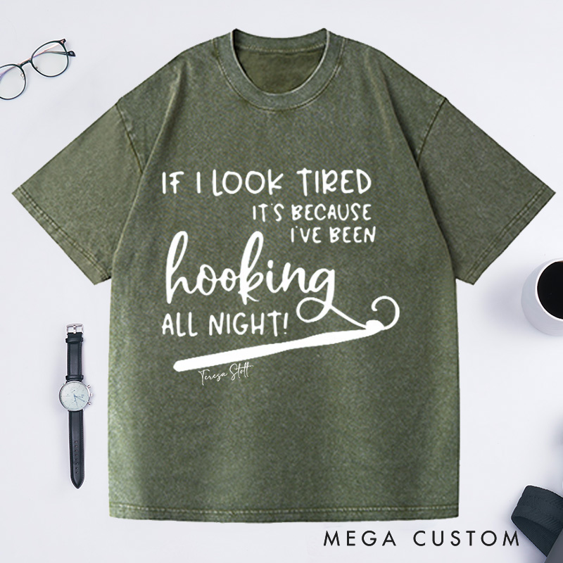 Personalized Funny Crochet Washed T-Shirts Crochet Shirt Crochet T-Shirt Knitting Shirt Crochet Lover Tee Crochet Hoodie Crochet Hook Tee