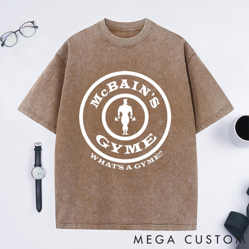 Personalized Gym Washed T-Shirts with Bold Muscle Silhouette Design for Fitness Enthusiasts Bodybuilders and Gym Lovers