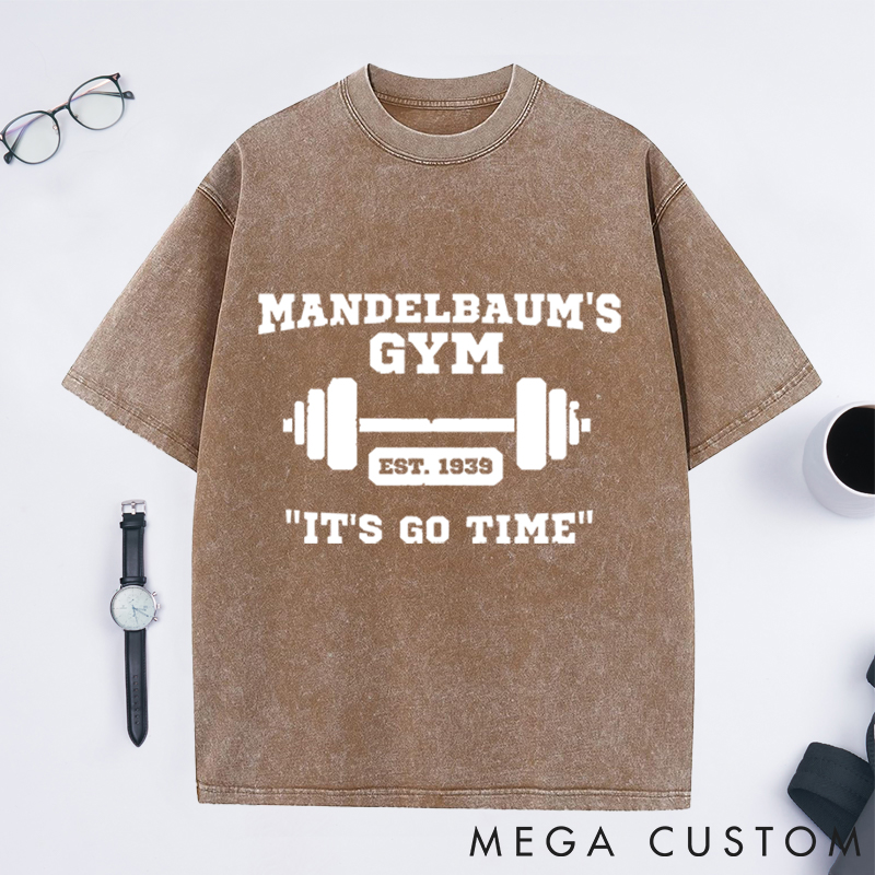 Personalized Gym Washed T-Shirts with Classic Barbell Design for Fitness Enthusiasts Bodybuilders and Gym Lovers