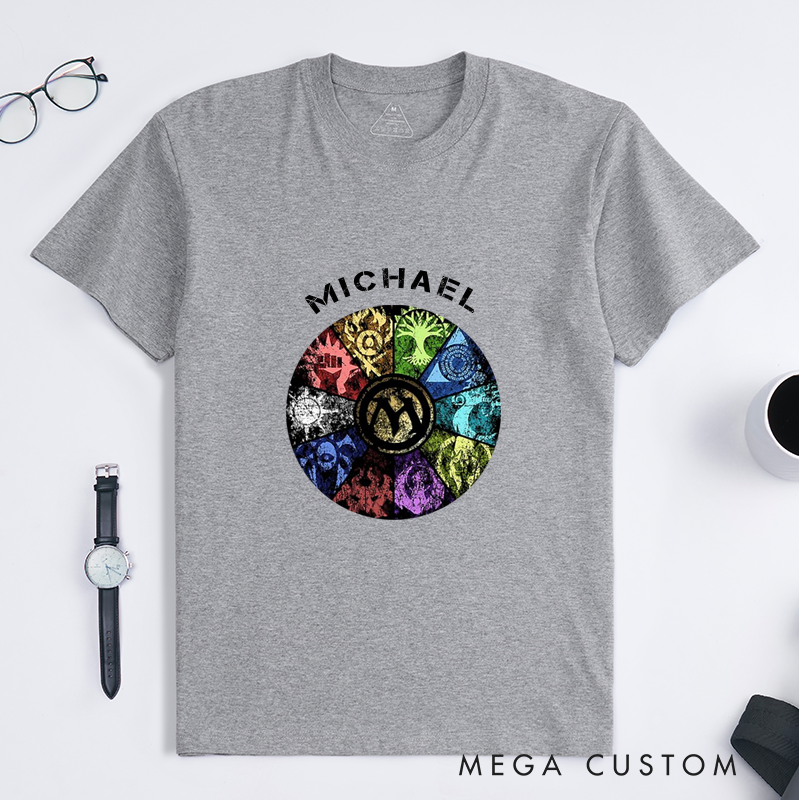 Personalized Fantasy Faction Symbol Wheel Classic T-Shirts Custom Name Tee Unique Circle Art Magic Gift for Men Women Friends Birthday Anniversary