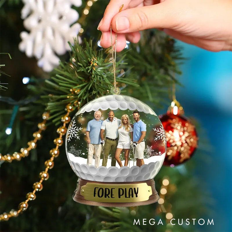 Personalized Golf Snow Globe Ornament with Custom Group Photo and Team Name