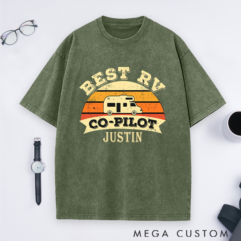 Personalized Best RV Washed T-Shirts Gift for Hiking Camping Adventure Lover