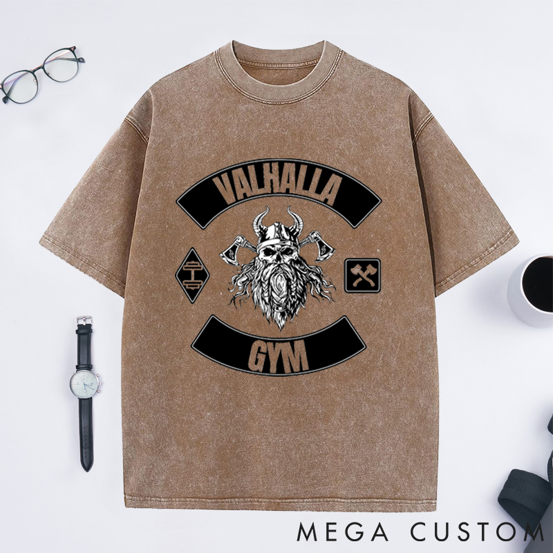 Personalized Retro Fitness Washed T-Shirts with Warrior Strength Design for Fitness Enthusiasts Bodybuilders and Gym Lovers