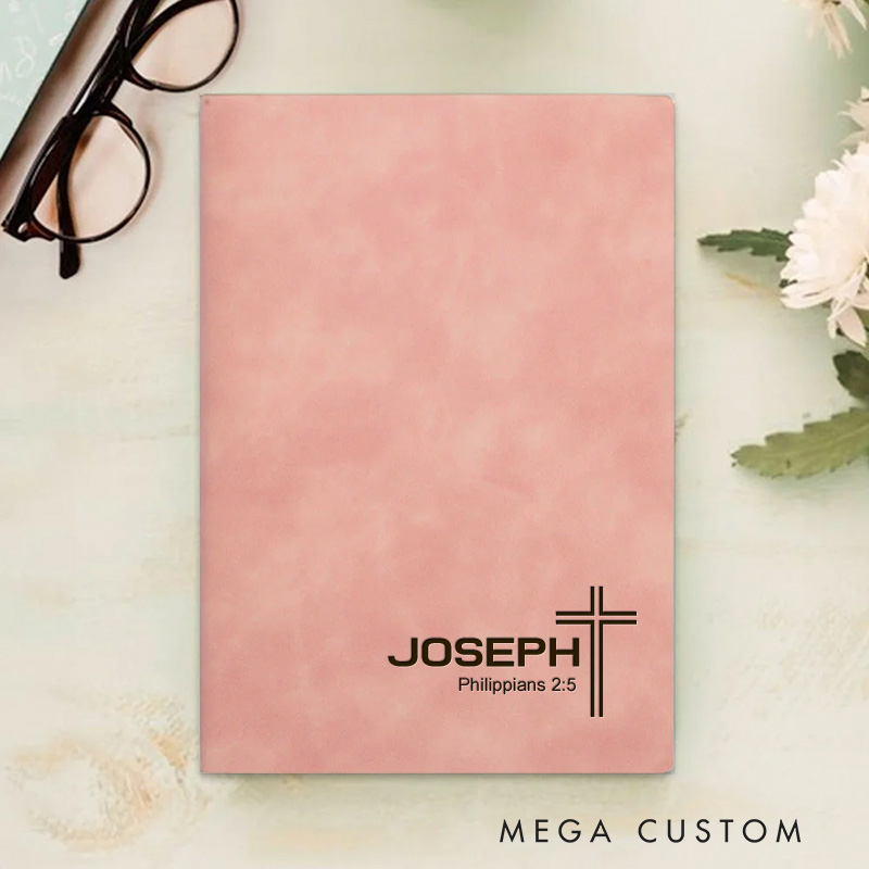 Personalized Modern Cross Prayer Journal Leather A5 Notebook with Name Custom Bible Religious Journal Christian Gift Baptism Gift First Communion Gift