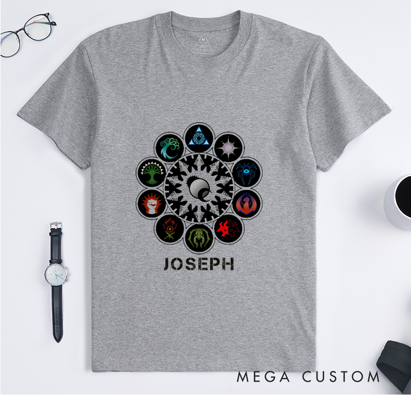 Personalized Mandala Sun and Crescent Moon Yin Yang Classic T-Shirts Unique Gift for Him or Her Custom Name Spiritual Boho Graphic Casual Tee