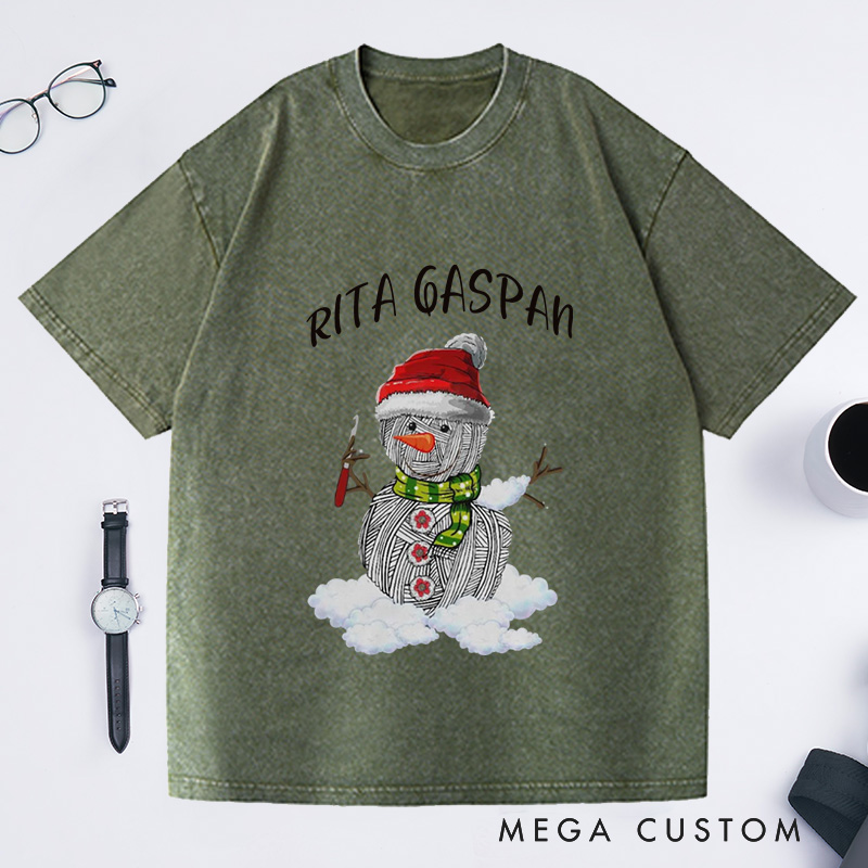 Personalized Merry Crochetmas Washed T-Shirts Crochet Gift Crochet Gift Idea Crochet Love Crochet Lover 