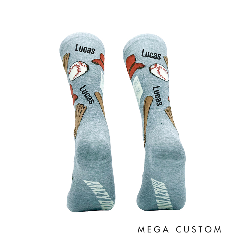 Personalized Baseball-Themed Socks with Customizable Design  
