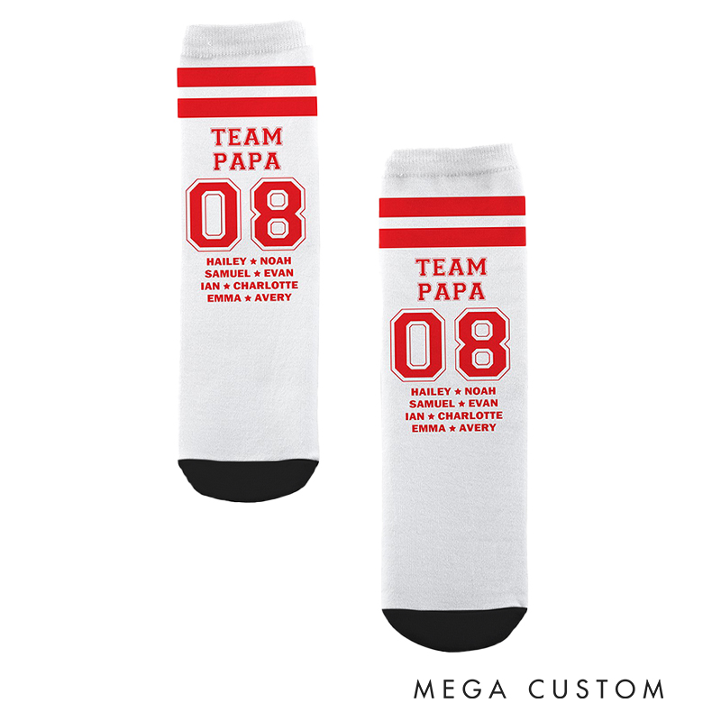 Personalized Sports Socks Featuring Team Name and Player Number  