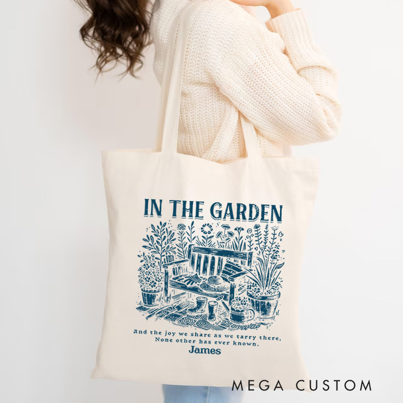 Personalized Soft Tone in the Garden Hymn Canvas Tote Bag Vintage Faith Based Bag Birthday Gift for Christians