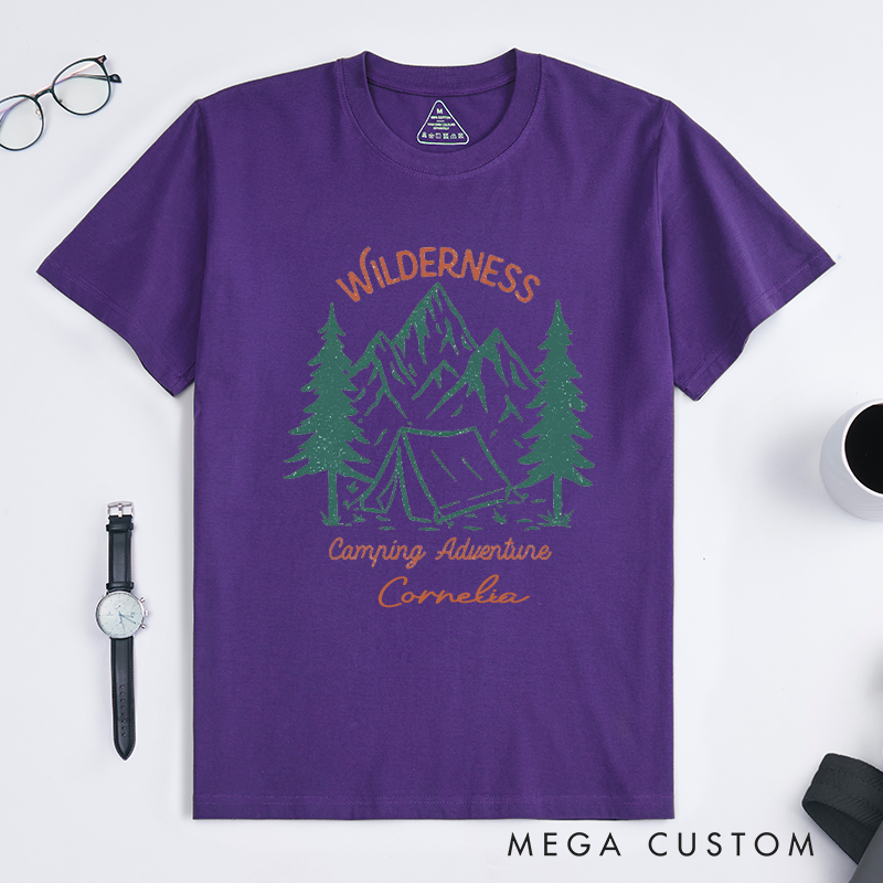 Personalized Wilderness Camping Adventure T-Shirt Into the Great Outdoors Shirt Gift for Travel Hiking Lovers 