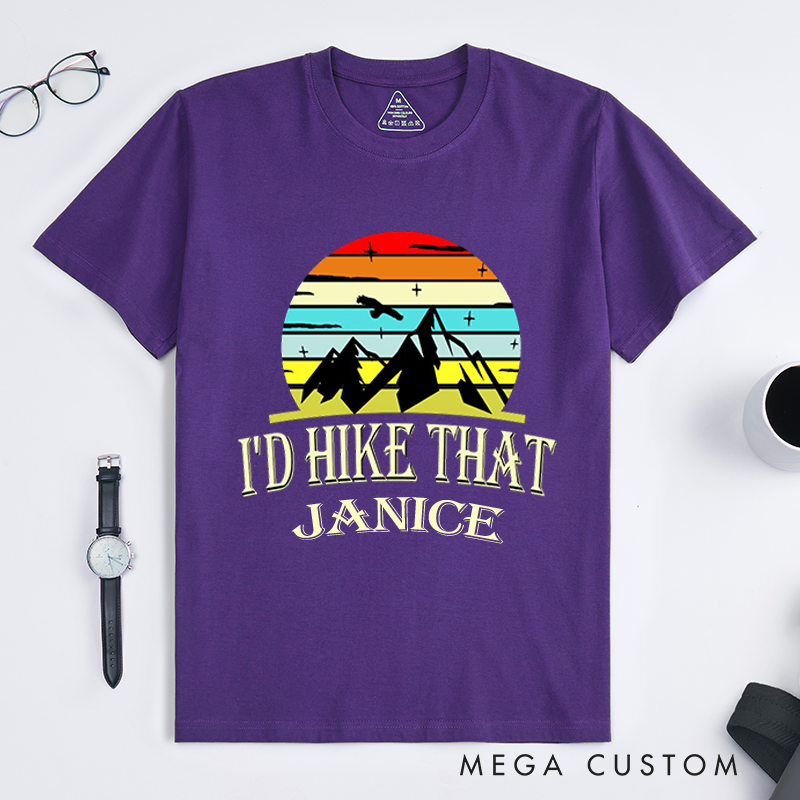 Personalized I'd Hike That T-Shirt Adventure Awaits Shirt Hiking Camping Tee Gift for Outdoor Mountain Climber Travel