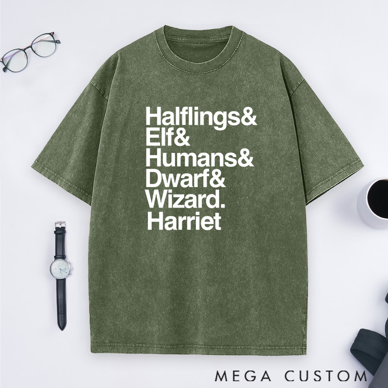 Personalized Fantasy Party Lineup Washed T-Shirts Game Movie & TV Lovers Shirts Gift for Geek Nerd