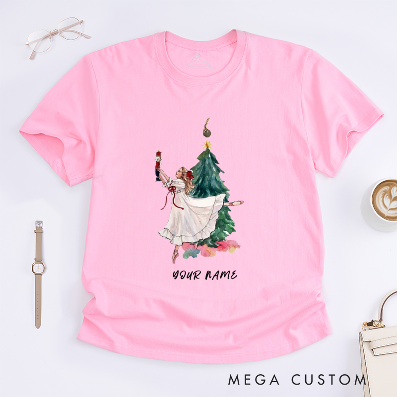 Personalized Ballet Girl T-Shirt Custom Name Dancer Gift for Women Kids Holiday Birthday Present Unique Tee