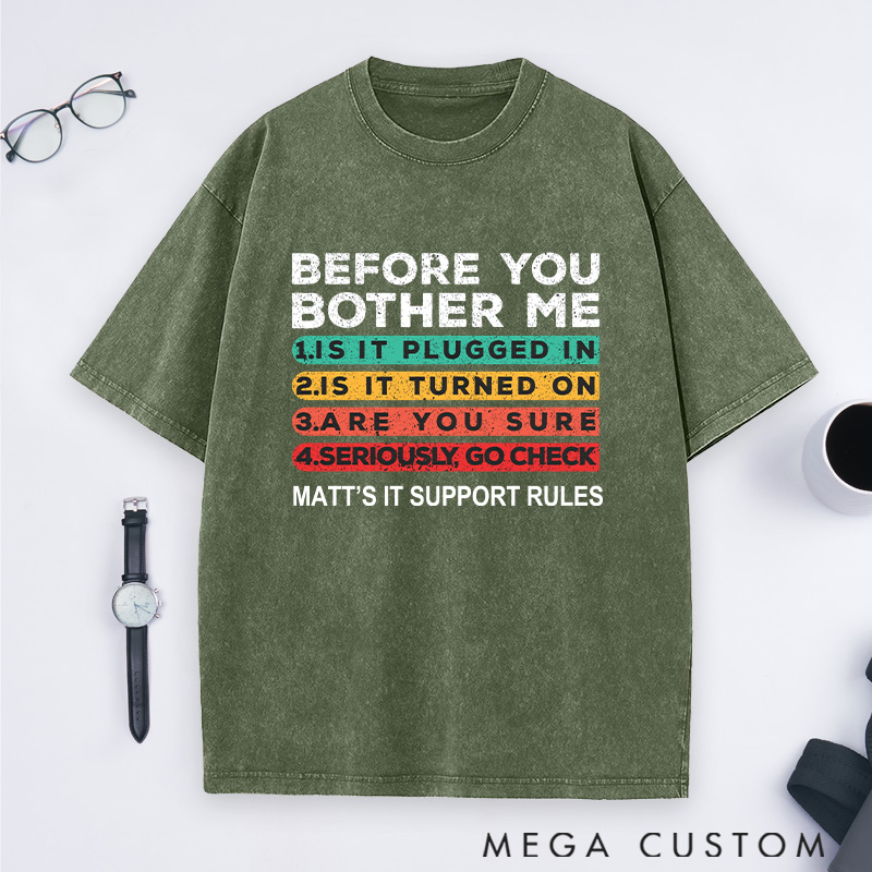 Personalized Before You Bother Me Washed T-Shirts Programmer Computer Technology LoverS Gift for Geek Nerd