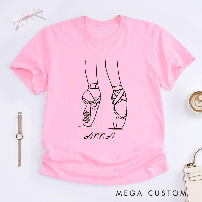 Personalized Ballet Dancer T-Shirt Custom Name Pointe Shoes Gift for Ballet Lover Girls Women Unique Dance Personalized Birthday Present for Dancer