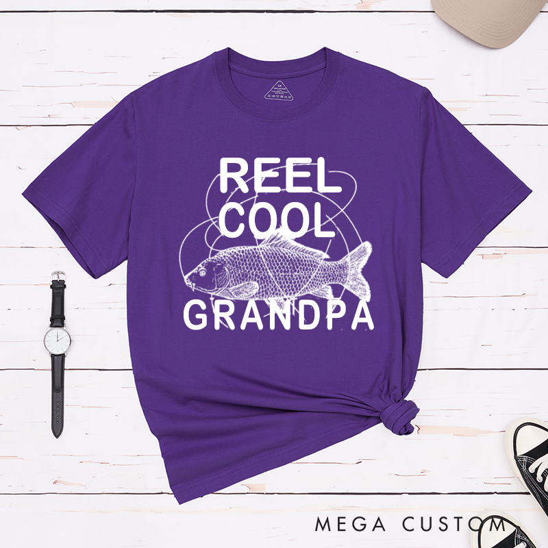 Personalized Reel Cool Fishing T-Shirt with Carp Fish Gift for Fishing Lovers Grandpa Dad Husband