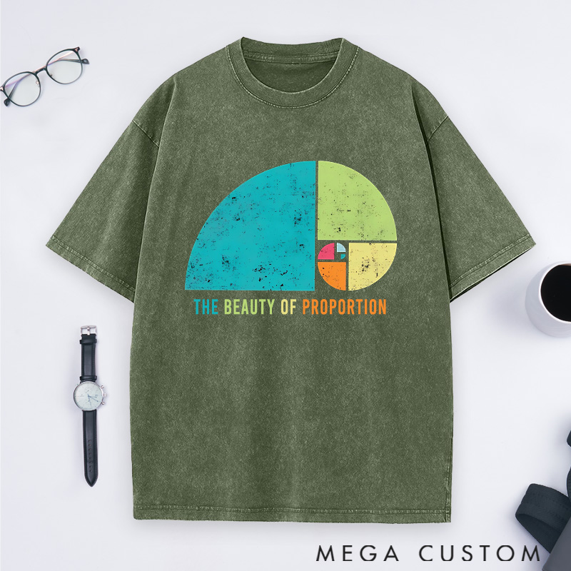 Personalized Golden Spiral Washed T-Shirts A Visual Harmony of Proportions Shirts Physics Math Lovers Shirts Gift for Geek Nerd