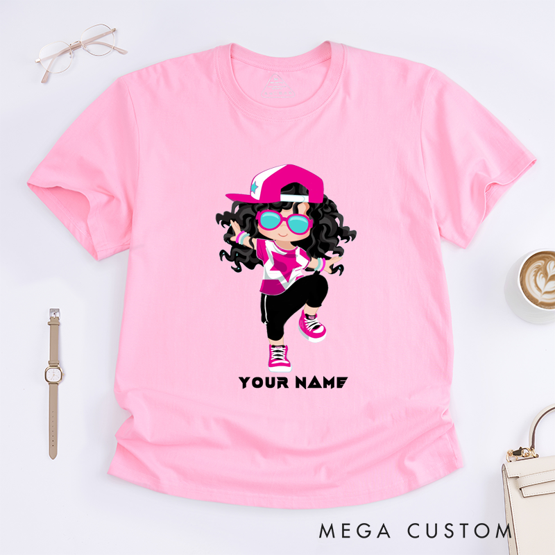 Personalized Dance Girl T-Shirt Custom Name Hip Hop Dancer Tee Unique Birthday Gift for Girls Dance Lover Daughter Kids Women