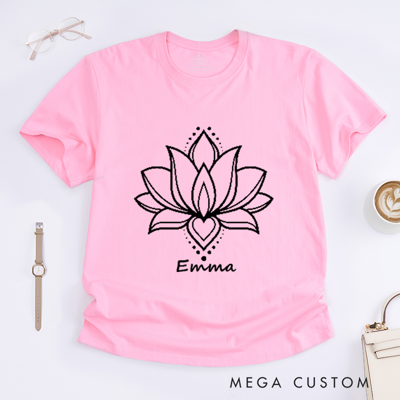 Personalized Namaste T-Shirt Lotus Flower T-Shirt Yoga T-Shirt Meditation T-Shirt Yoga Gift T-Shirt Zen T-Shirt Mandala Tee