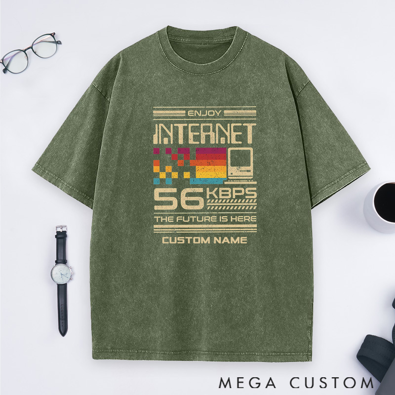 Personalized 56 Kbps Washed T-Shirts Programmer Computer Technology Lovers Shirts Gift Geek Nerd