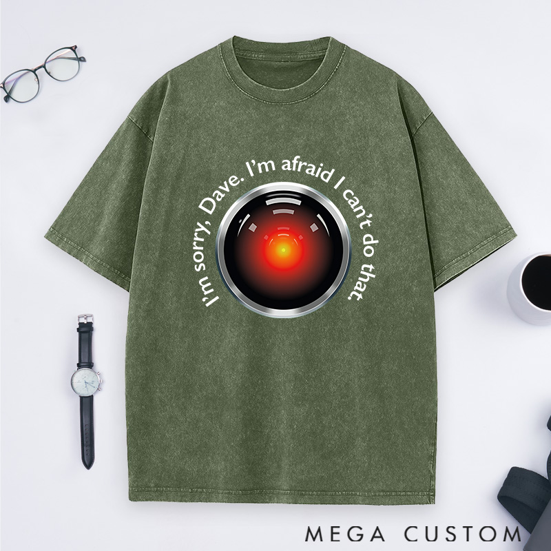  Personalized HAL's Warning Washed T-Shirts Sci-Fi Lover Shirts Gift Geek Nerd