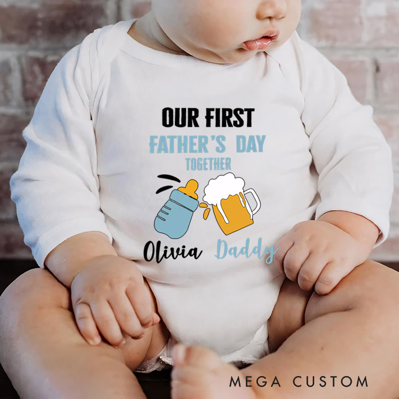 Personalized Our First Father's Day Together Baby with Name Father's Day Gift for Baby New Dad Gift