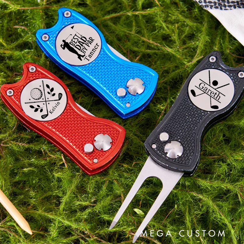 Personalized Golf Divot Repair Tool with Custom Initials Name and Durable Metal Design