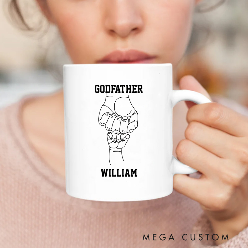 Personalized Godfather Ceramic Mug with Name Birthday Gift for Christian Positive Affirmation Religious Gift for Christian