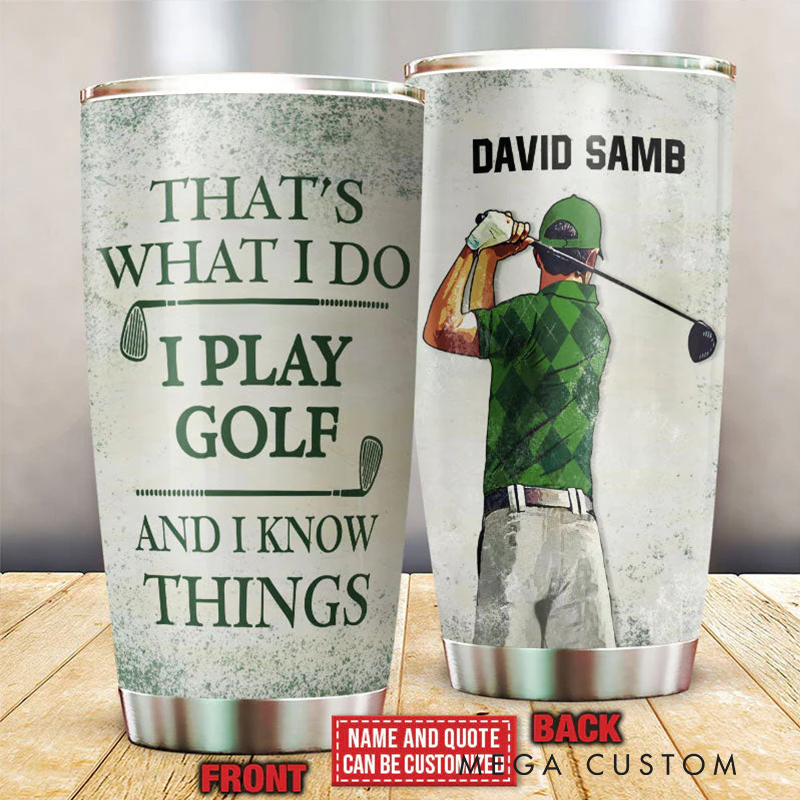 Personalized Golf Lover Tumbler with Customizable Name and Details  